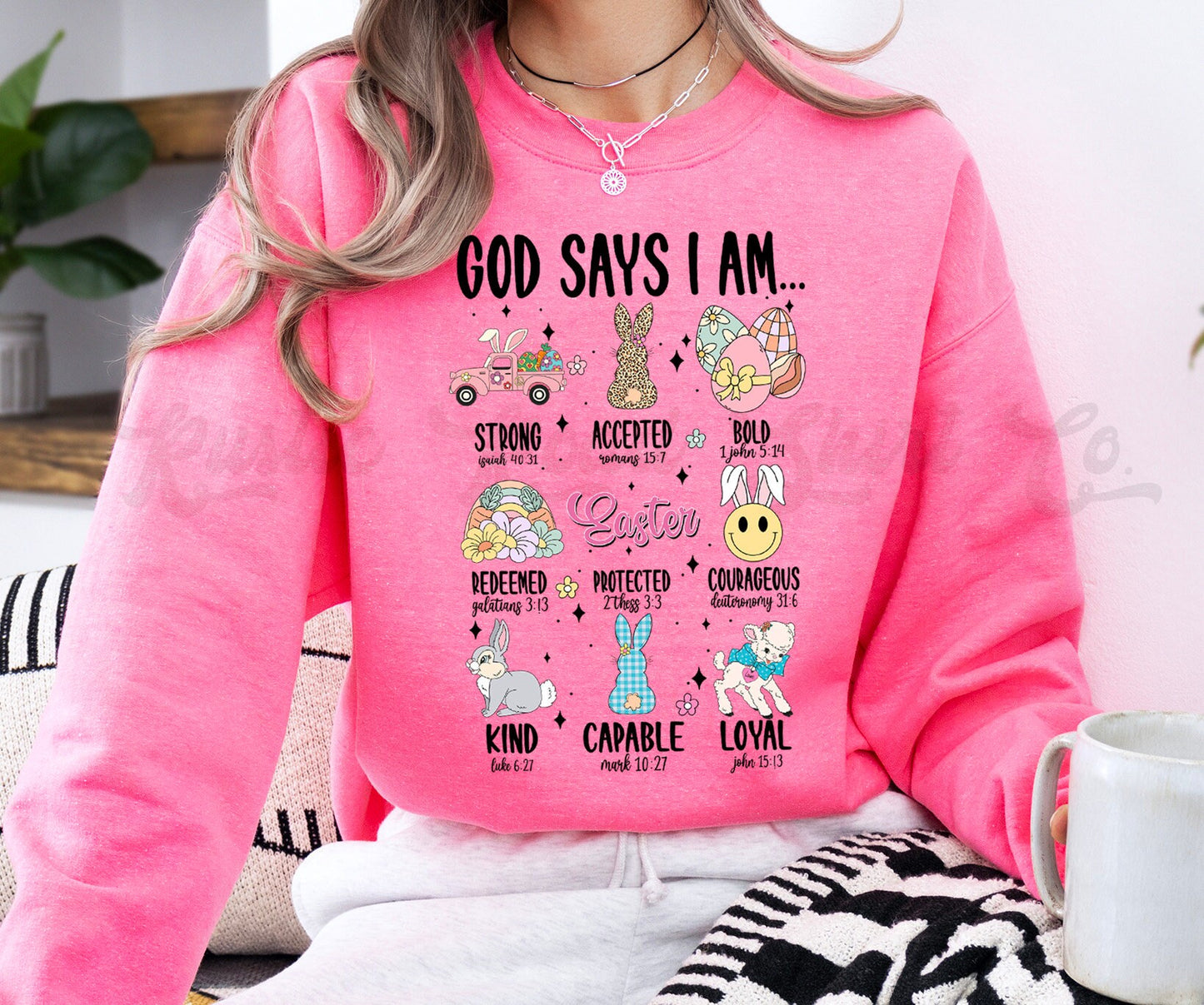 Easter Sweatshirt Women, Easter Crewneck, Bunny Sweatshirt, Jesus Sweatshirt, Teacher Easter Shirt 150