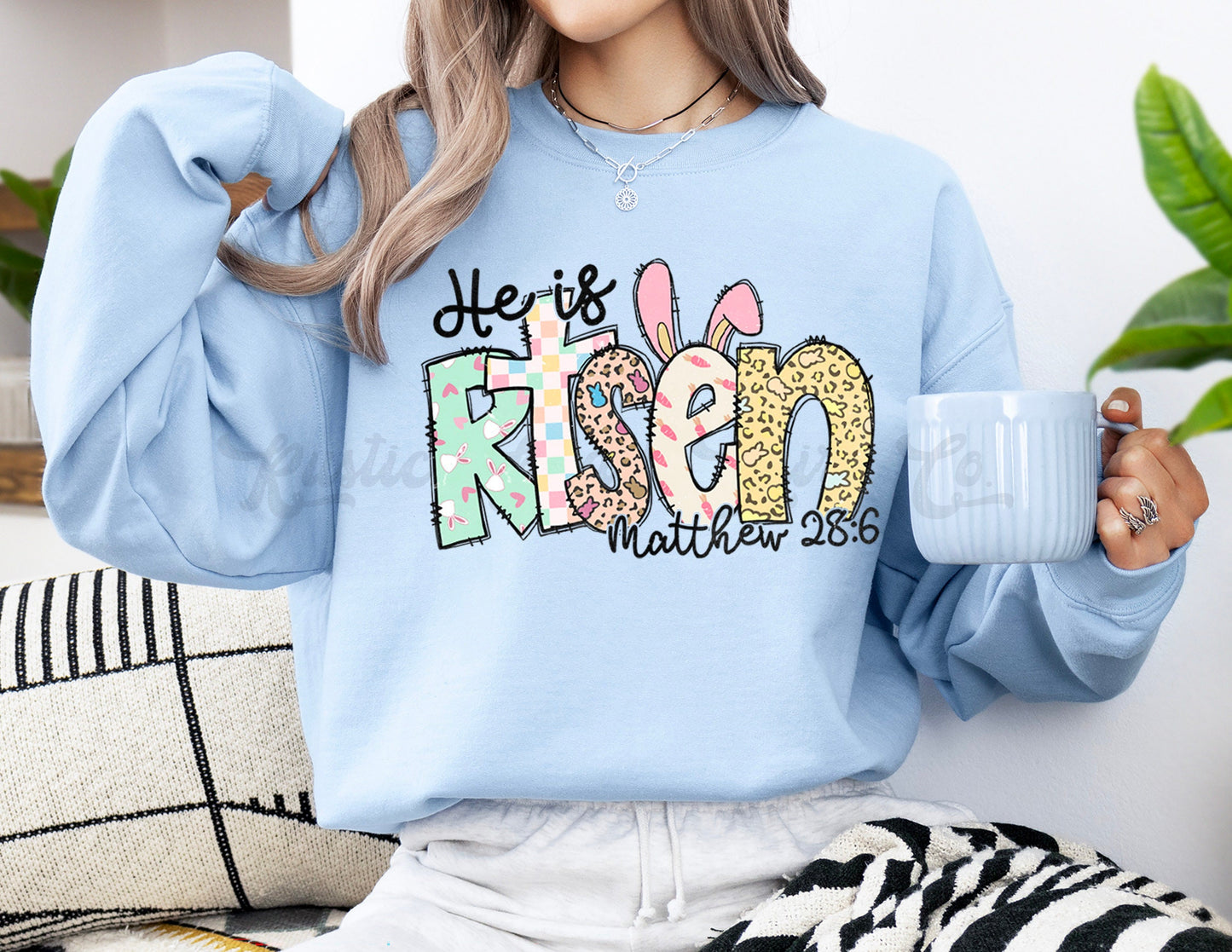 Easter Sweatshirt Women, Easter Crewneck, Bunny Sweatshirt, Jesus Sweatshirt, Teacher Easter Shirt 148