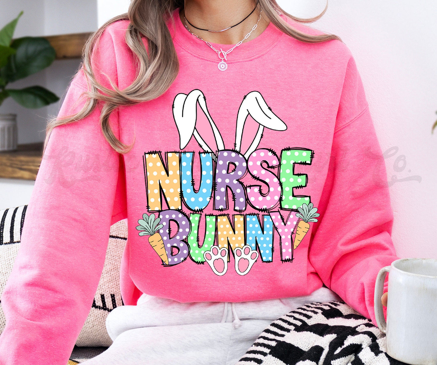 Nurse Easter Shirt, Easter Sweatshirt Women, Easter Crewneck, Bunny Sweatshirt, Jesus Sweatshirt 207