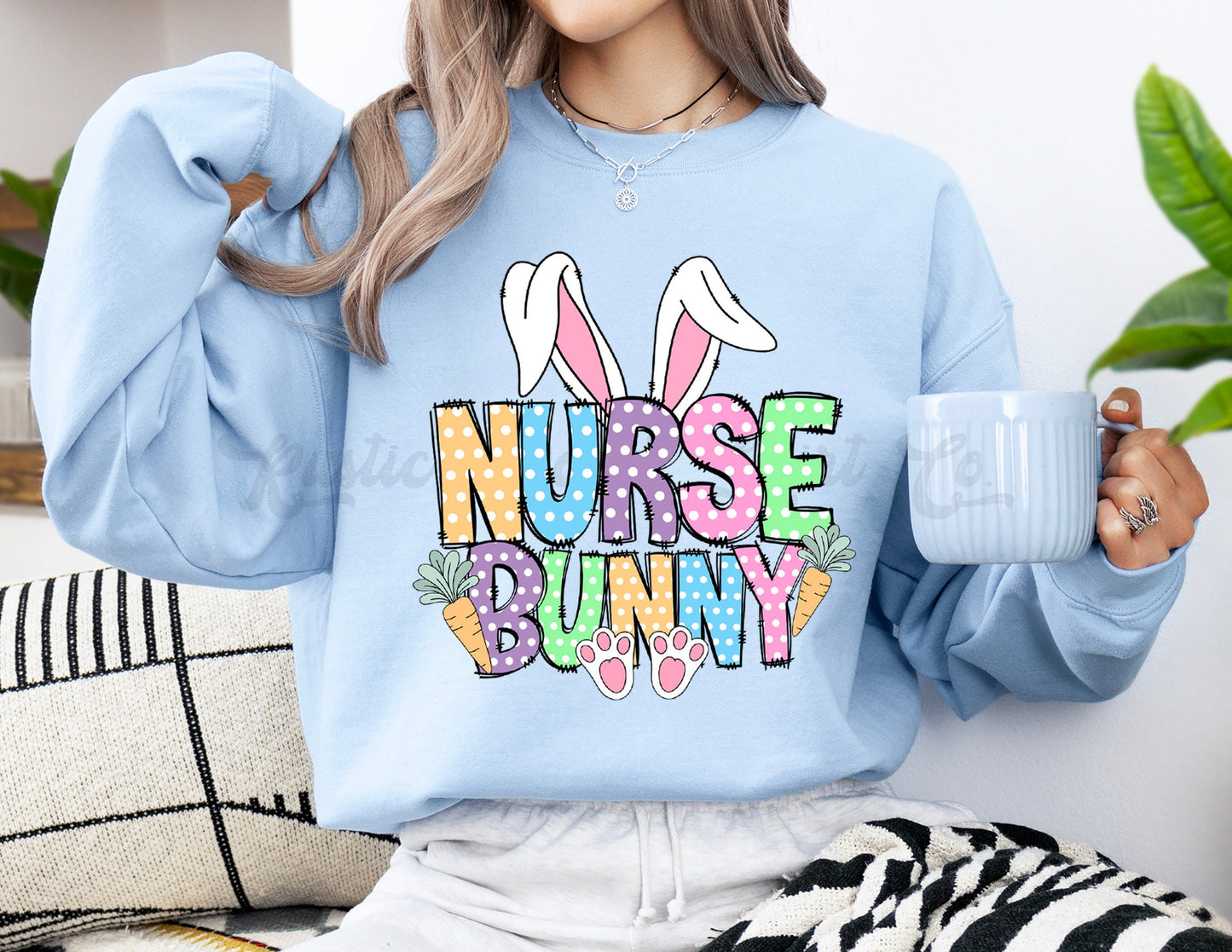 Nurse Easter Shirt, Easter Sweatshirt Women, Easter Crewneck, Bunny Sweatshirt, Jesus Sweatshirt 207