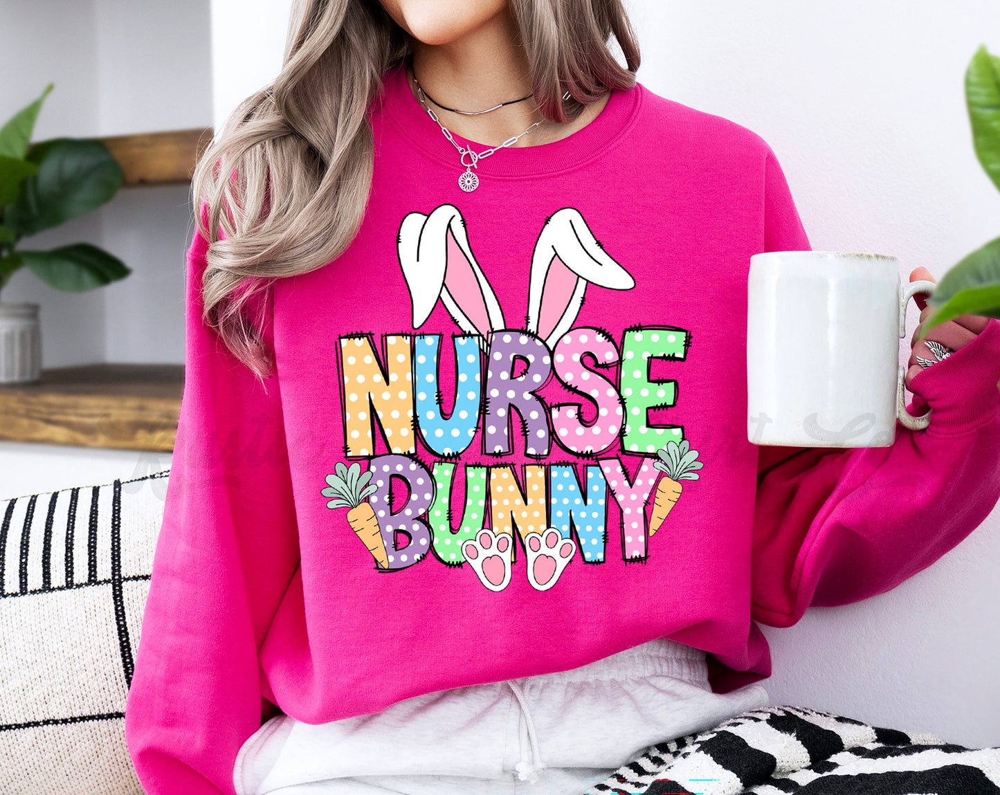Nurse Easter Shirt, Easter Sweatshirt Women, Easter Crewneck, Bunny Sweatshirt, Jesus Sweatshirt 207