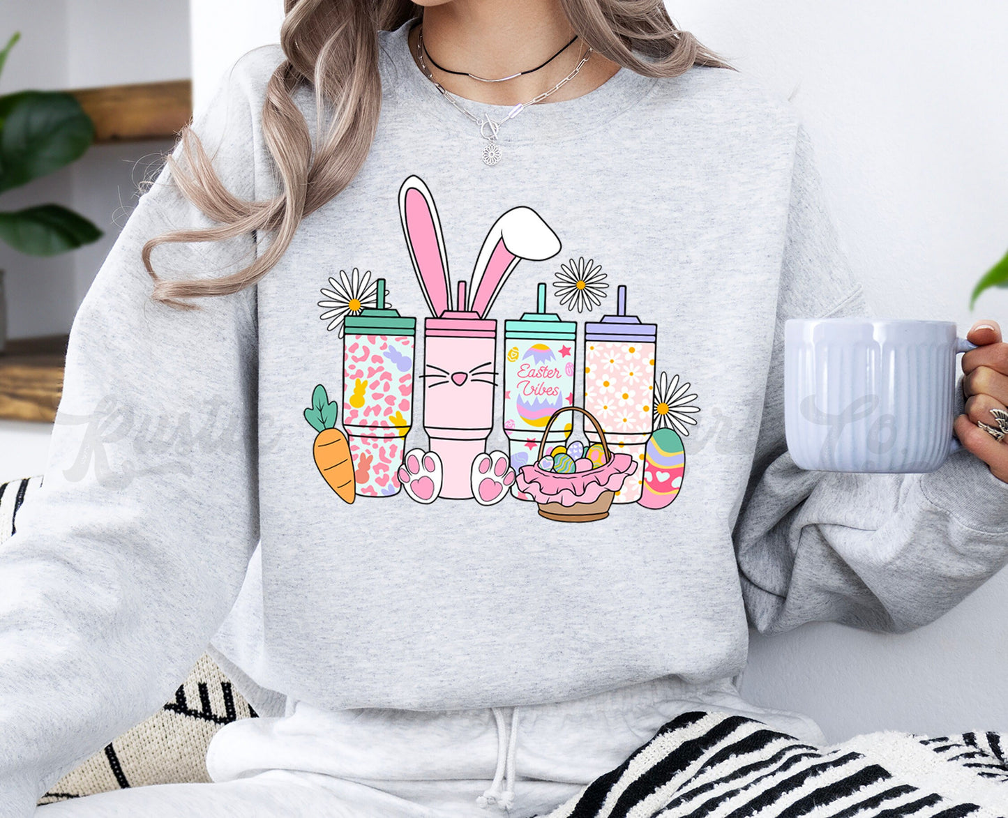 Easter Sweatshirt Women, Easter Mug Shirt, Easter Crewneck, Bunny Sweatshirt, Jesus Sweatshirt, Teacher Easter Shirt 158