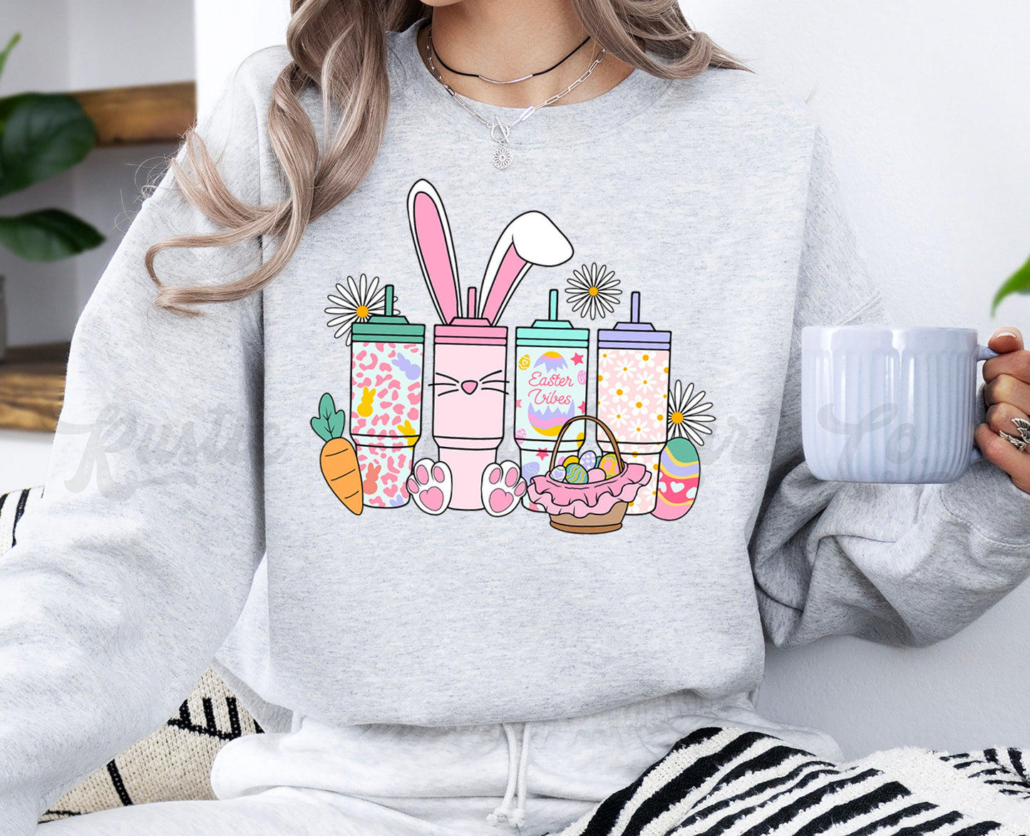 Easter Sweatshirt Women, Easter Mug Shirt, Easter Crewneck, Bunny Sweatshirt, Jesus Sweatshirt, Teacher Easter Shirt