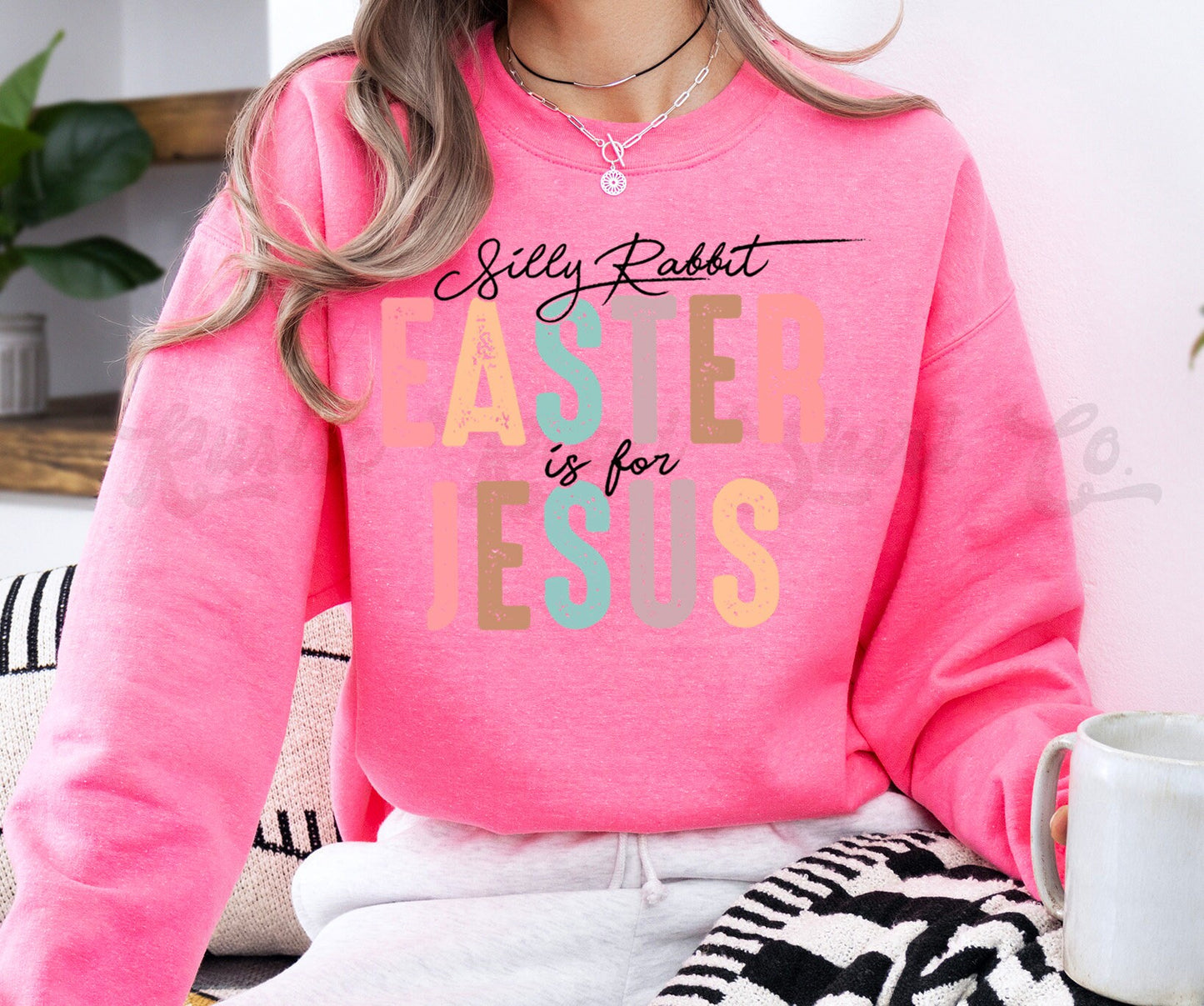 Easter Jesus Sweatshirt, Easter Sweatshirt Women, Easter Mug Shirt, Easter Crewneck, Bunny Sweatshirt, Teacher Easter Shirt 143