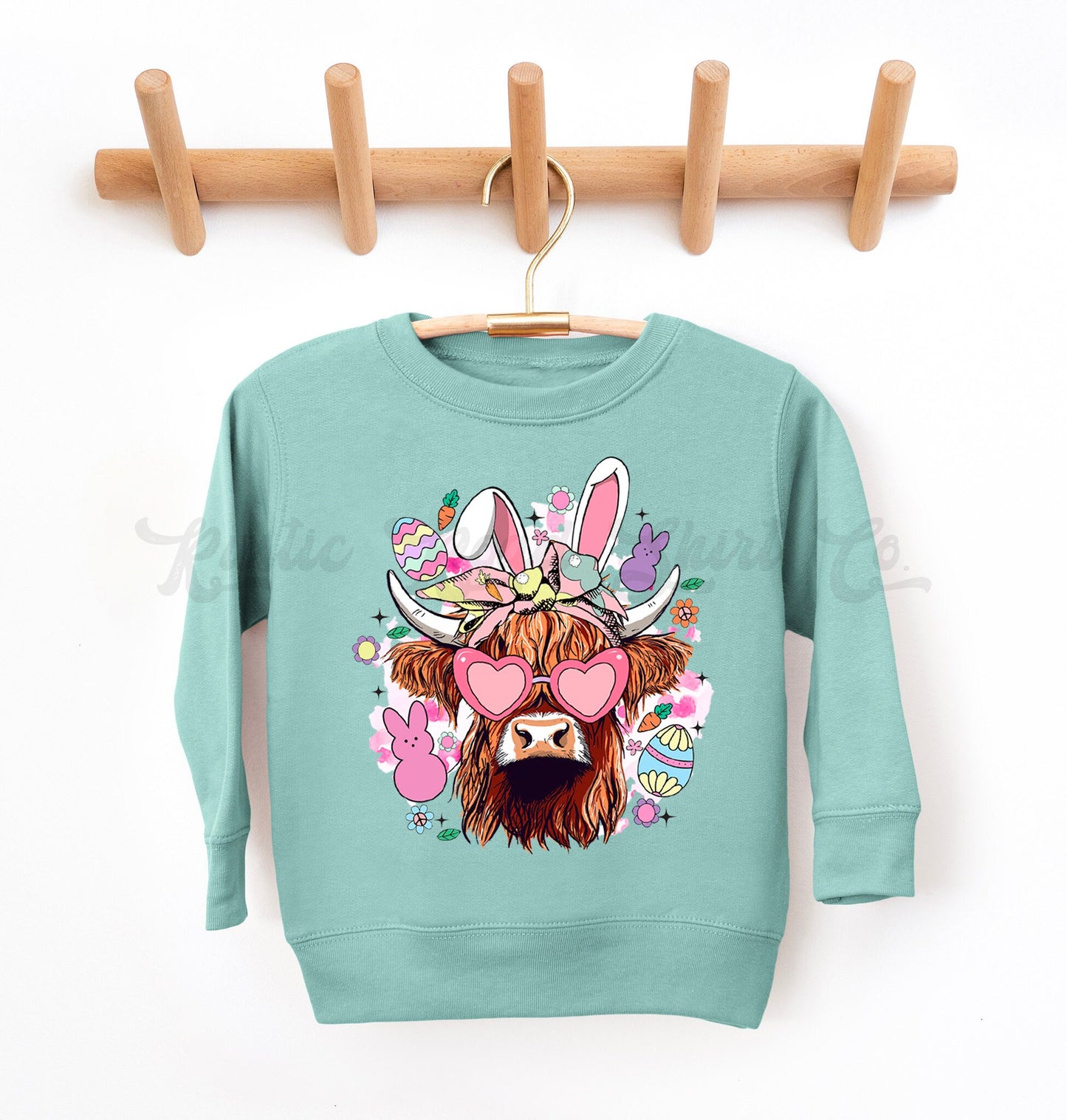 Girls Easter Sweatshirt, Cow Easter Sweatshirt, Toddler Easter Outfit, Girl Easter Shirt, Easter Basket Gift 85