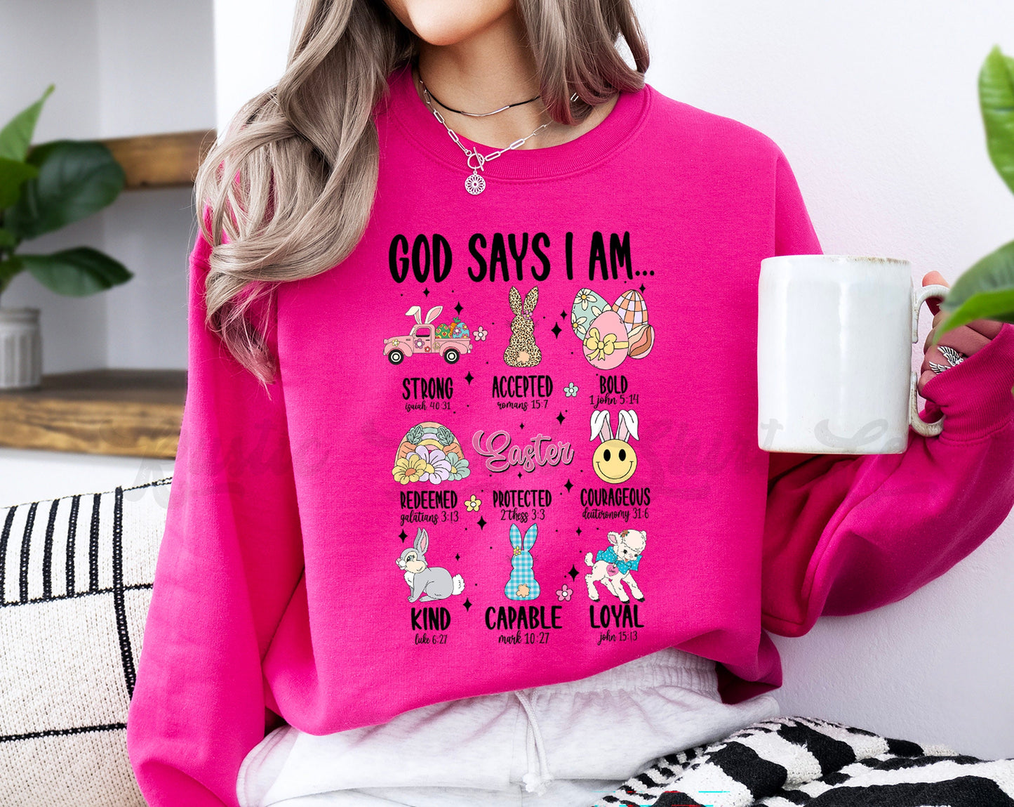 Easter Sweatshirt Women, Easter Crewneck, Bunny Sweatshirt, Jesus Sweatshirt, Teacher Easter Shirt 150