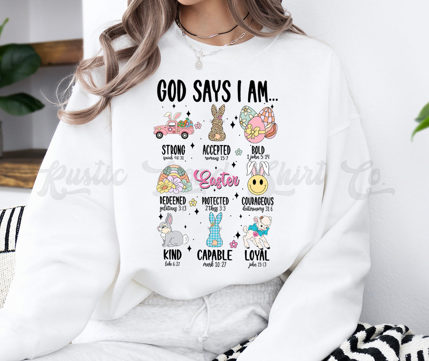 Easter Sweatshirt Women, Easter Crewneck, Bunny Sweatshirt, Jesus Sweatshirt, Teacher Easter Shirt 150