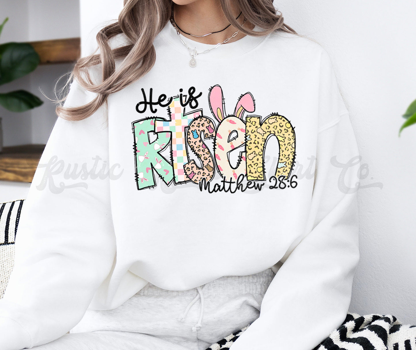 Easter Sweatshirt Women, Easter Crewneck, Bunny Sweatshirt, Jesus Sweatshirt, Teacher Easter Shirt 148