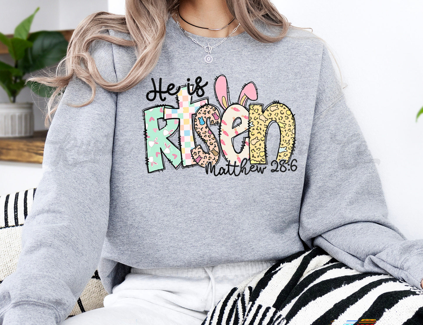 Easter Sweatshirt Women, Easter Crewneck, Bunny Sweatshirt, Jesus Sweatshirt, Teacher Easter Shirt 148