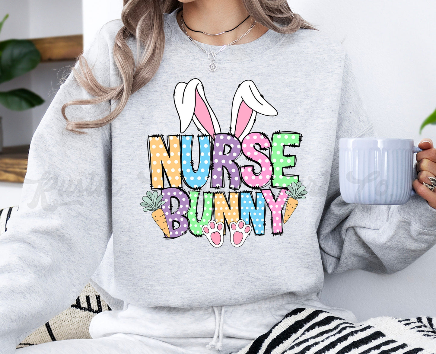Nurse Easter Shirt, Easter Sweatshirt Women, Easter Crewneck, Bunny Sweatshirt, Jesus Sweatshirt 207