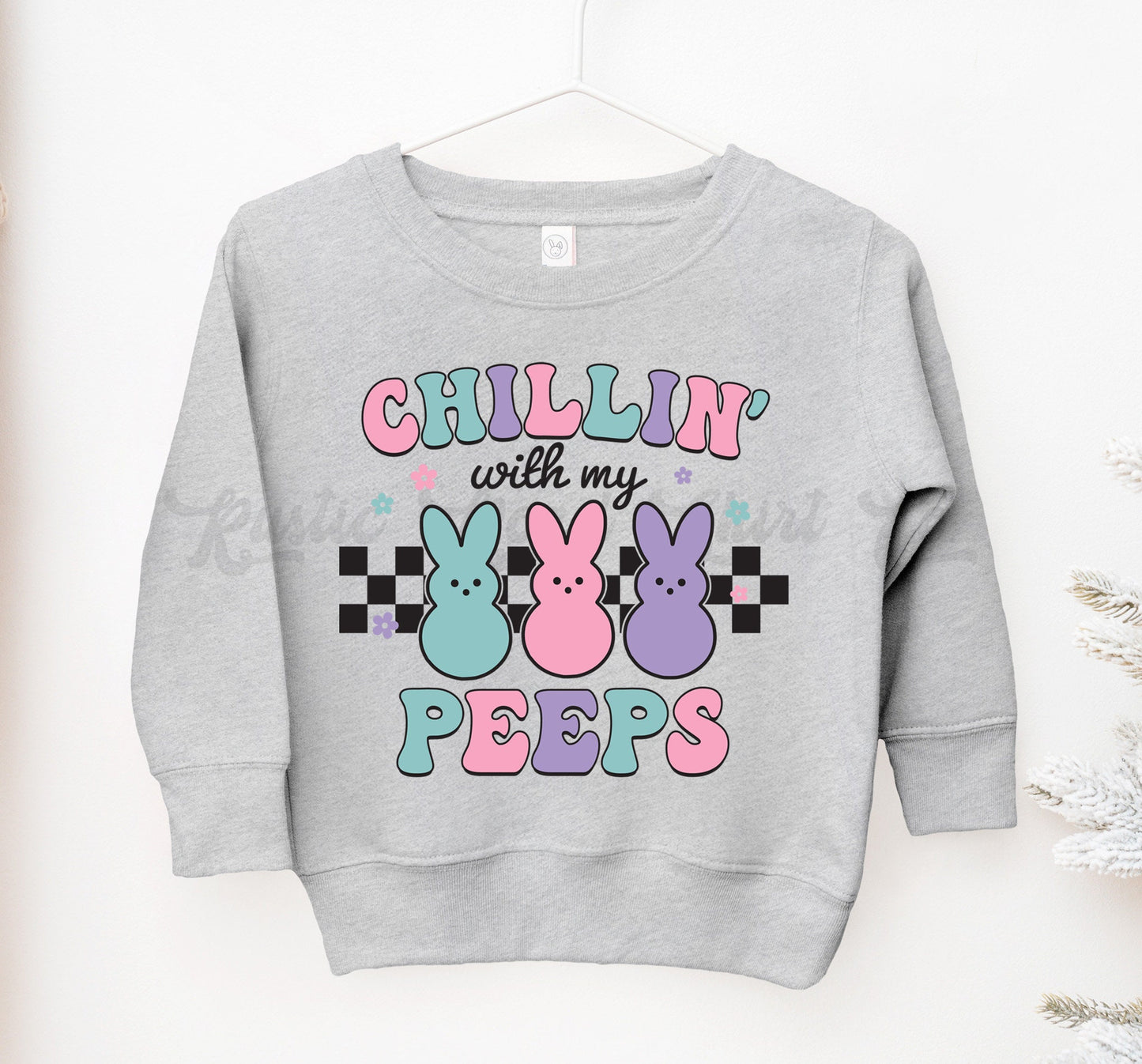 Chillin With My Peeps Sweatshirt, Girls Easter Sweatshirt, Bunny Sweatshirt, Toddler Easter Outfit, Girls Easter Shirt, Easter Basket Gift 5