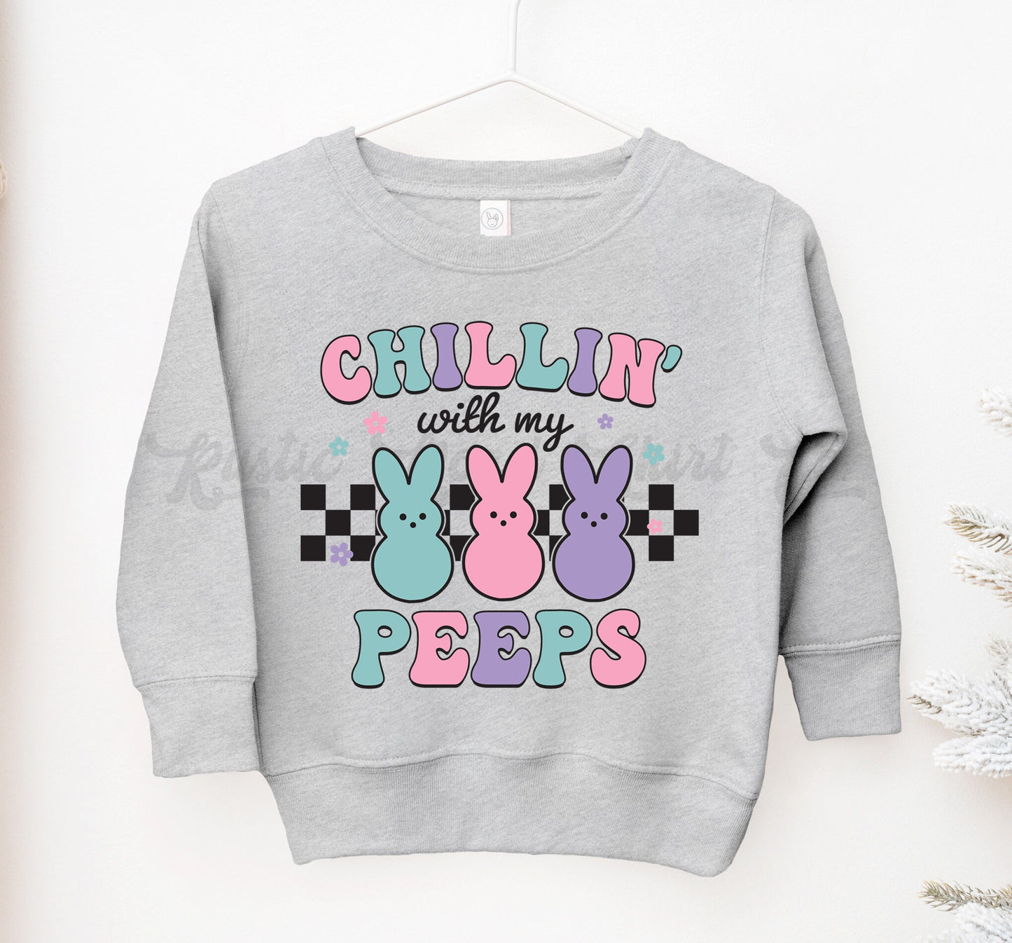Chillin With My Peeps Sweatshirt, Girls Easter Sweatshirt, Bunny Sweatshirt, Toddler Easter Outfit, Girls Easter Shirt, Easter Basket Gift