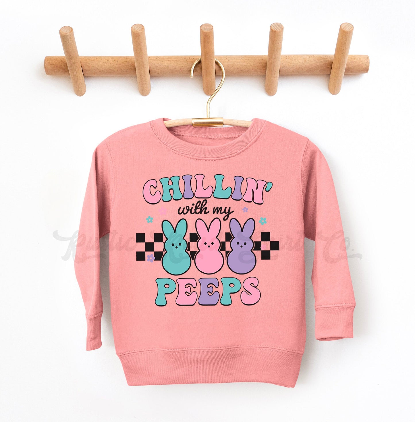Chillin With My Peeps Sweatshirt, Girls Easter Sweatshirt, Bunny Sweatshirt, Toddler Easter Outfit, Girls Easter Shirt, Easter Basket Gift 5