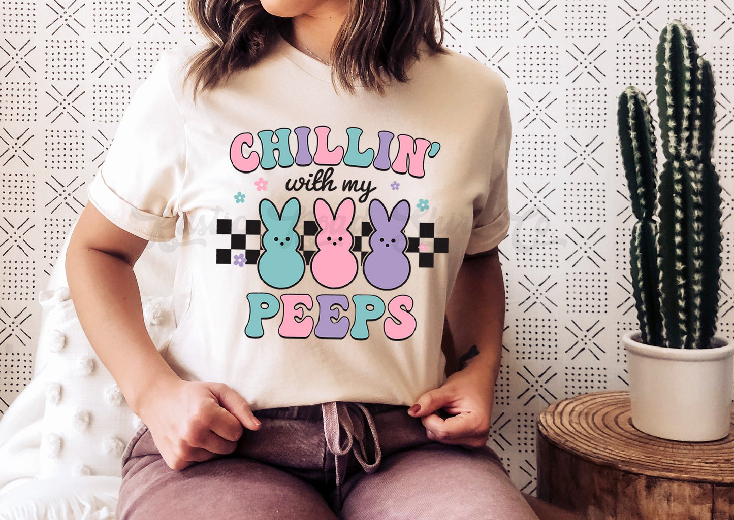 Chillin With My Peeps Shirt, Peeps Easter Shirt, Women's Easter Shirt, Girls Easter T shirt, Easter Basket Gift 4