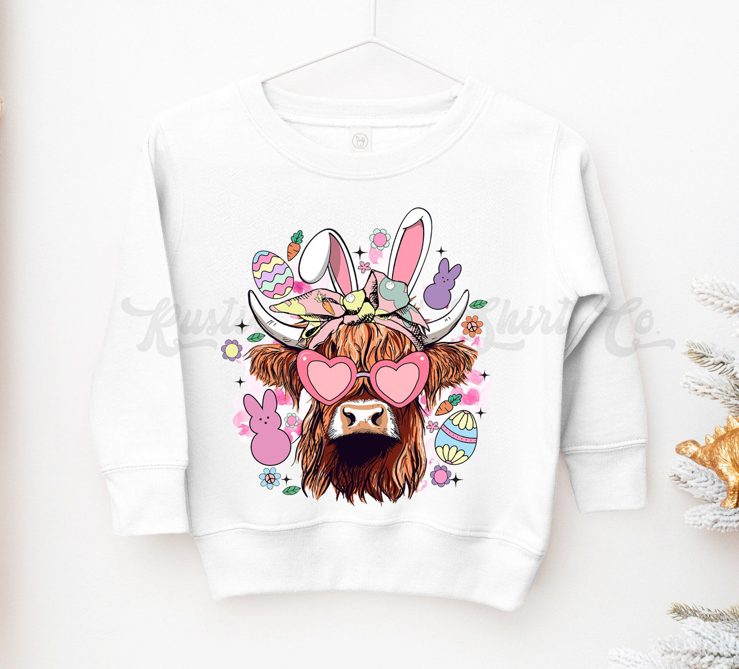 Girls Easter Sweatshirt, Cow Easter Sweatshirt, Toddler Easter Outfit, Girl Easter Shirt, Easter Basket Gift 85