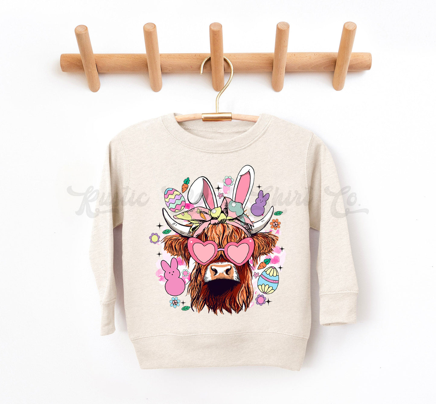 Girls Easter Sweatshirt, Cow Easter Sweatshirt, Toddler Easter Outfit, Girl Easter Shirt, Easter Basket Gift 85