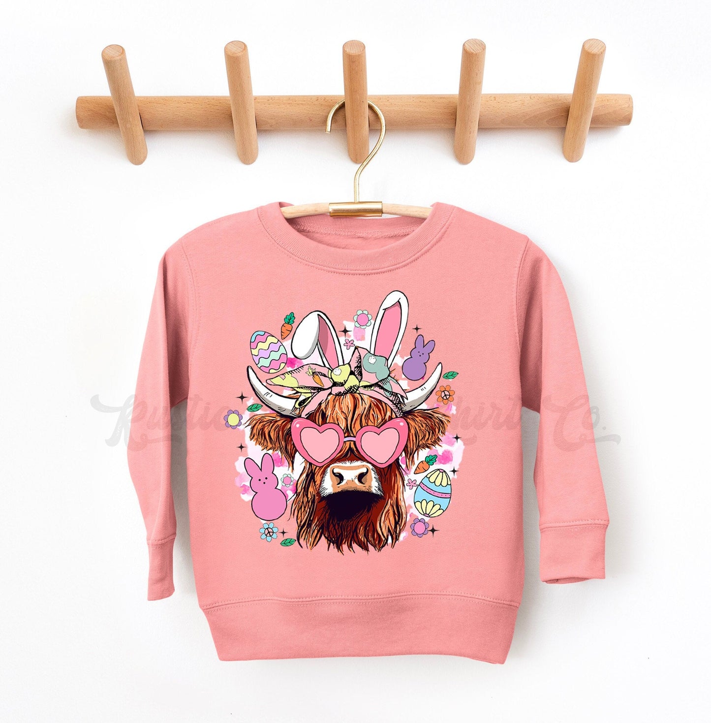 Girls Easter Sweatshirt, Cow Easter Sweatshirt, Toddler Easter Outfit, Girl Easter Shirt, Easter Basket Gift 85