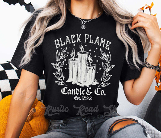 Black Flame Shirt, Women's Halloween Shirt, Haunted Halloween T-shirt, Toddler Halloween,