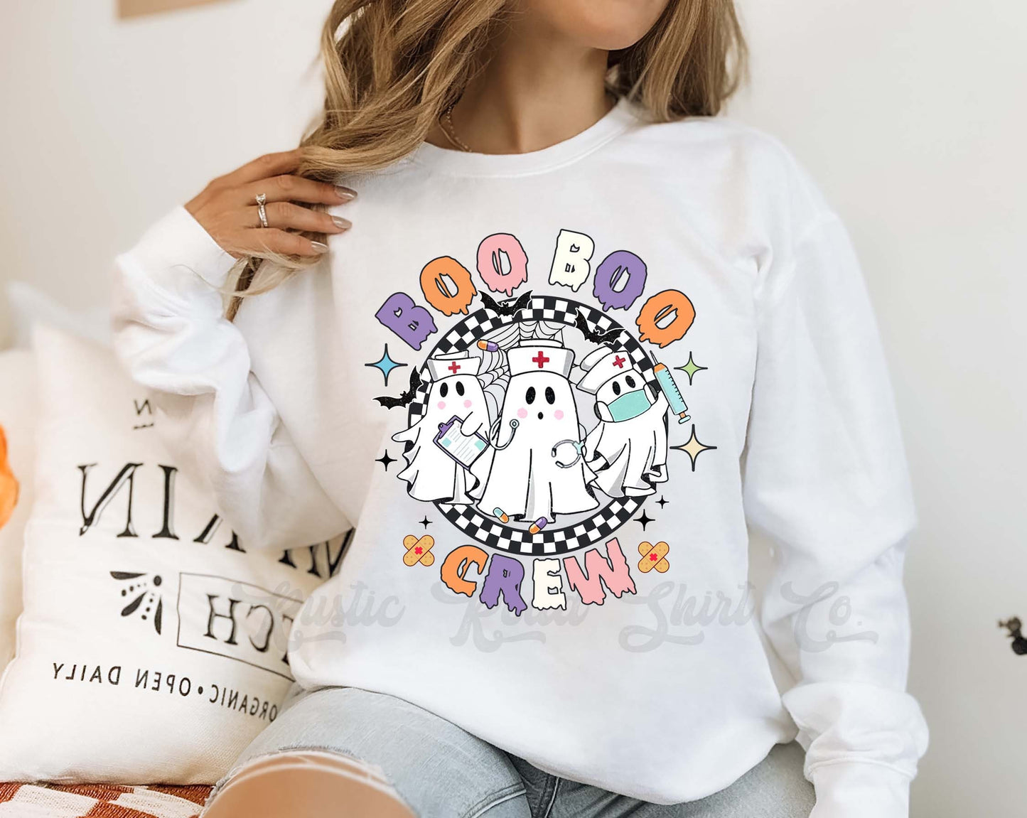 Nurse Halloween Sweatshirt, Boo Boo Crew Sweatshirt, Ghost Sweatshirt, Funny Halloween Sweatshirt