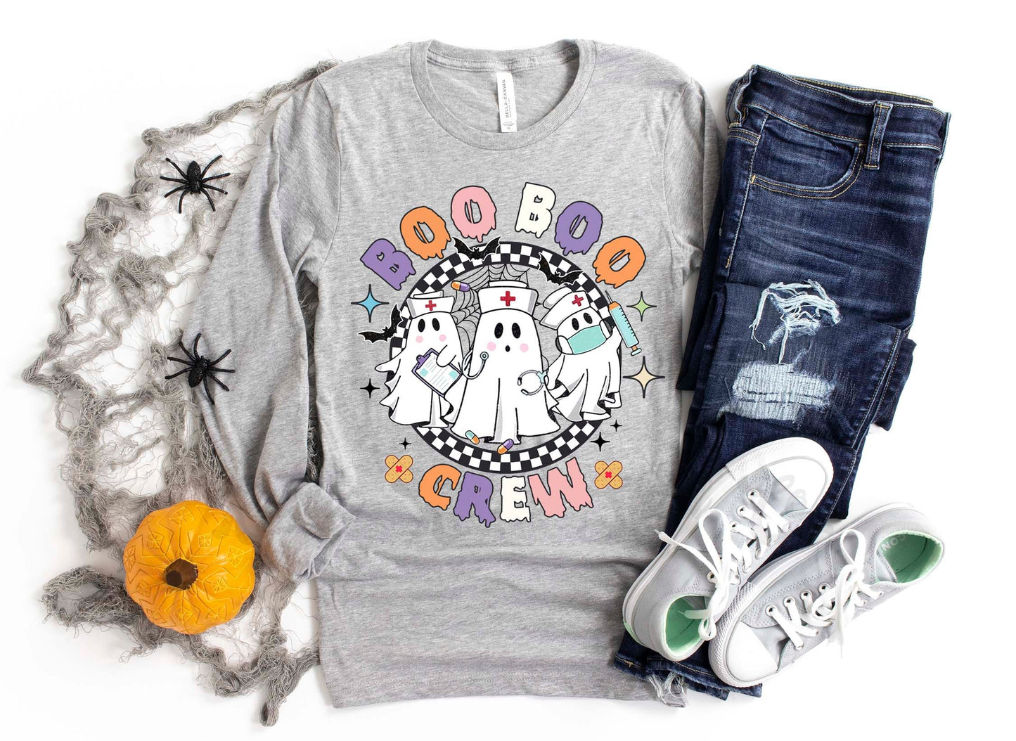 Nurse Halloween Shirt, Boo Boo Crew T-Shirt, Halloween Long Sleeve Shirt, Toddler Halloween Shirt, Girls Halloween Shirt,