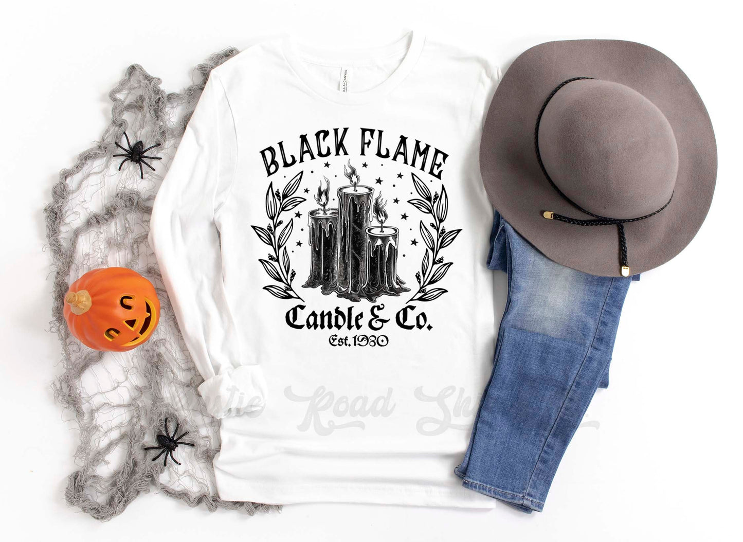 Black Flame Candle Shirt, Halloween Long Sleeve Shirt, Toddler Halloween Shirt, Girls Halloween Shirt,