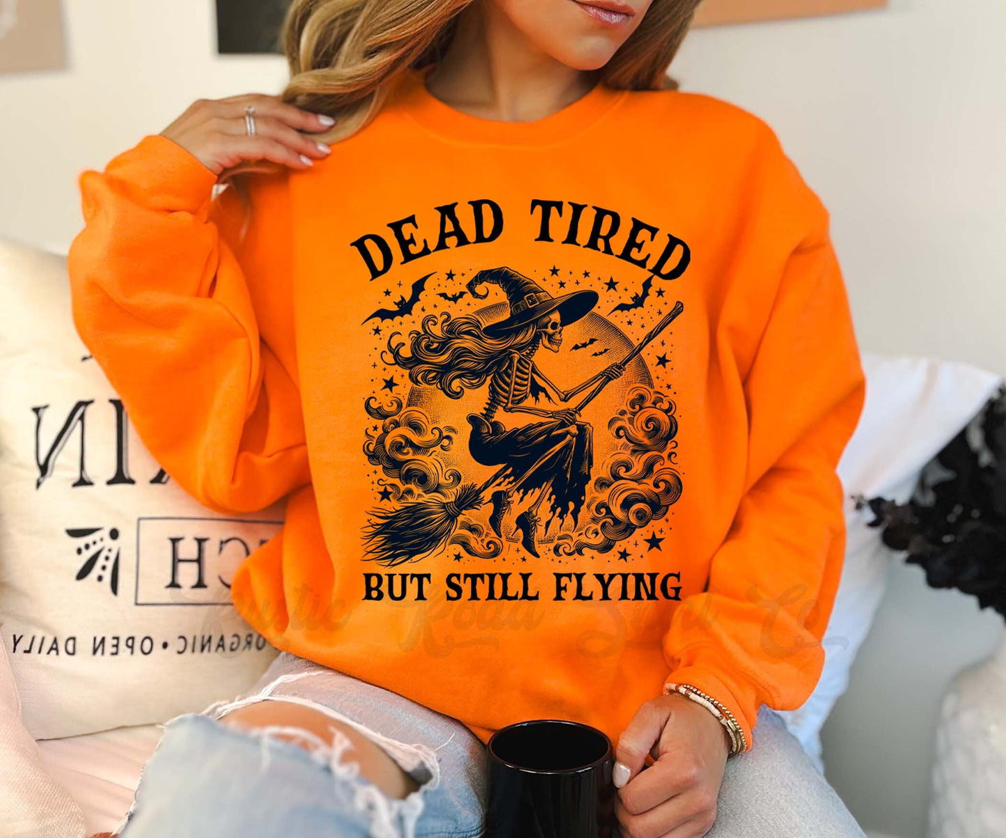 Funny Halloween Sweatshirt, Tired Mom Sweatshirt, Witch Sweatshirt, Skeleton Sweatshirt