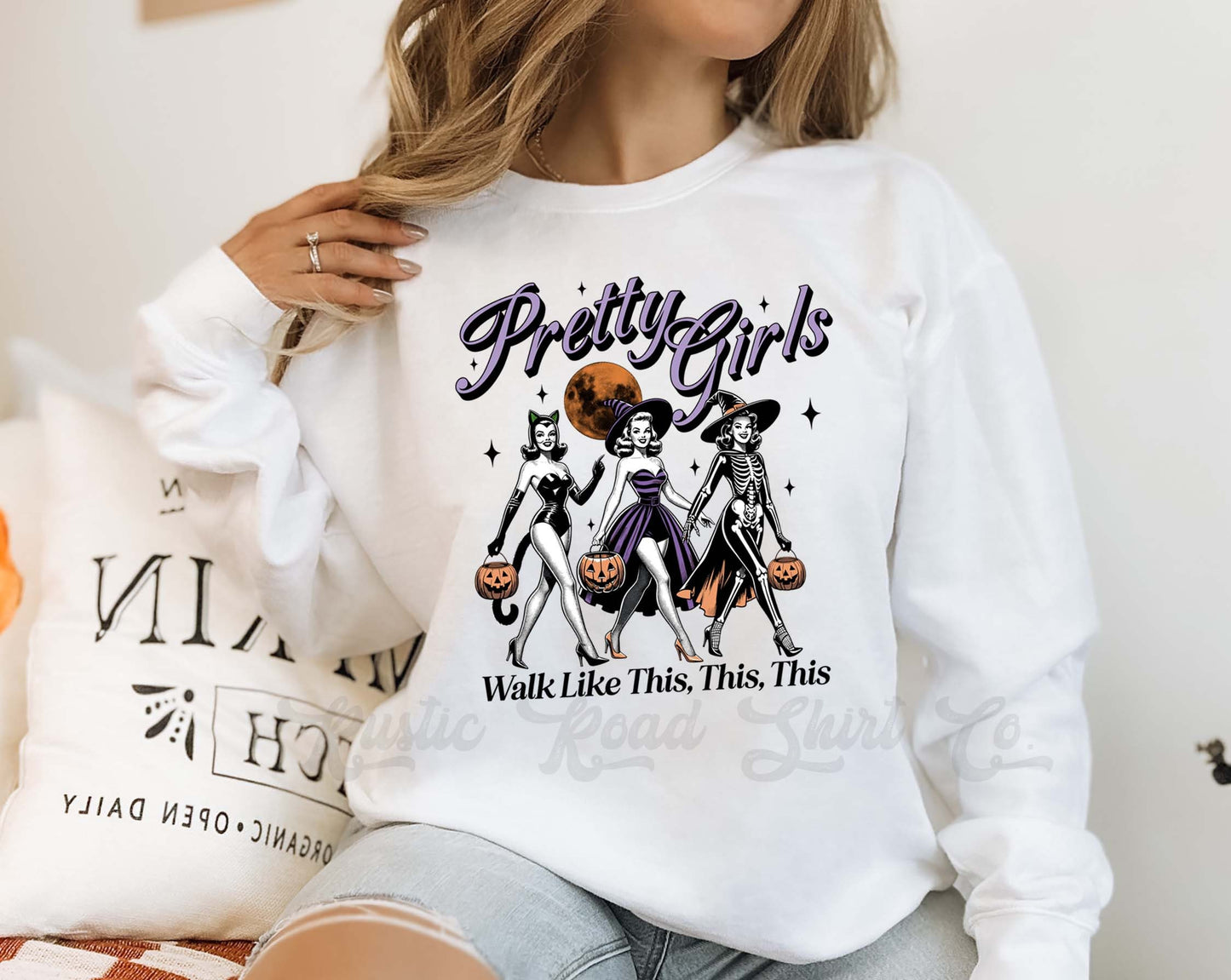 Vintage Halloween Sweatshirt, Halloween Crewneck Sweatshirt, Toddler Halloween Sweatshirt, Girls Halloween Sweatshirt