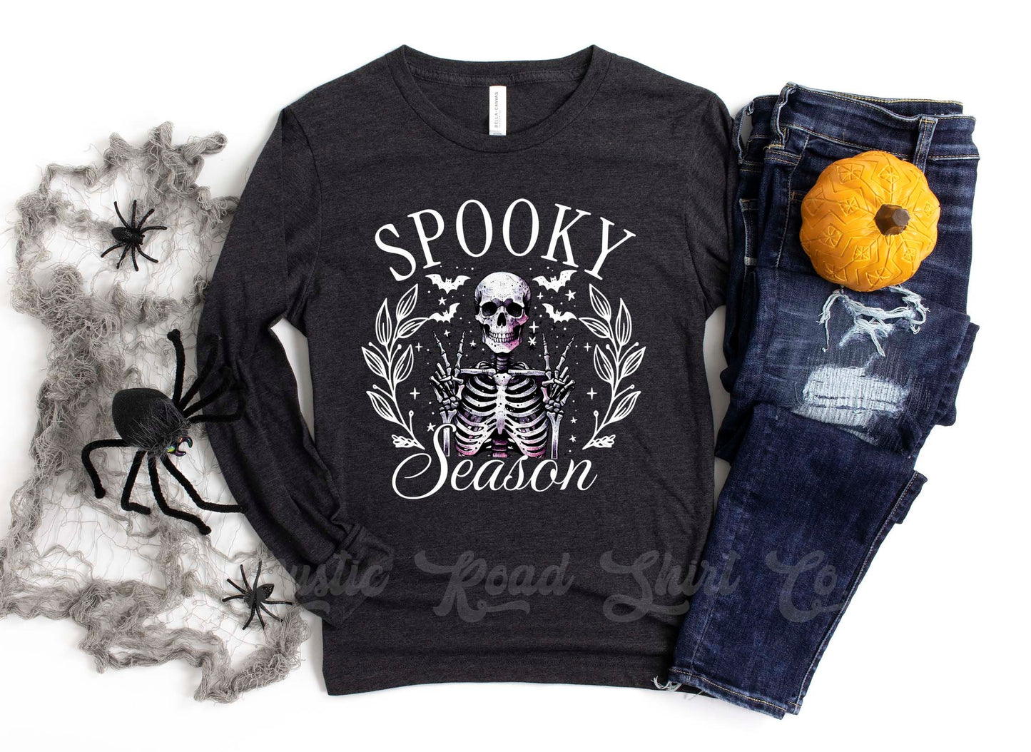 Spooky Season Shirt, Skeleton Halloween Shirt, Halloween Long Sleeve Shirt, Toddler Halloween Shirt, Girls Halloween Shirt,