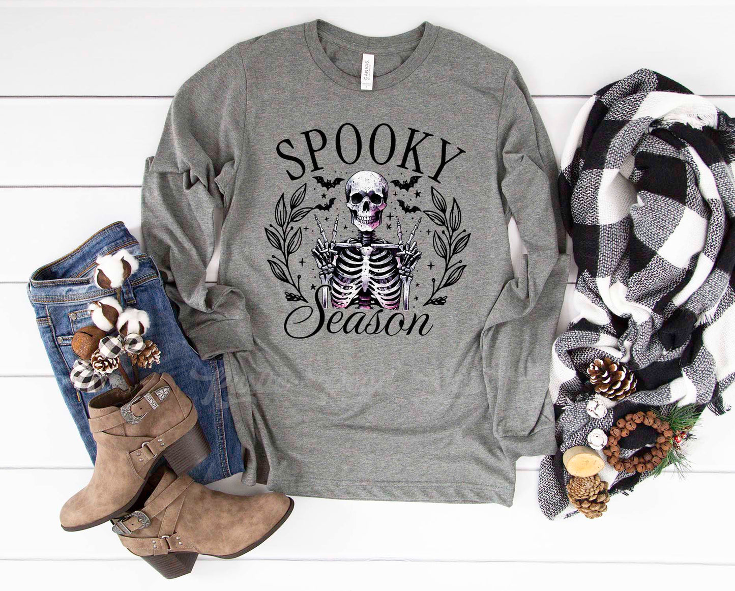 Spooky Season Shirt, Skeleton Halloween Shirt, Halloween Long Sleeve Shirt, Toddler Halloween Shirt, Girls Halloween Shirt,