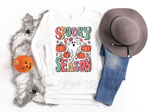 Spooky Season Shirt, Ghost Halloween Shirt, Halloween Long Sleeve Shirt, Toddler Halloween Shirt, Girls Halloween Shirt,