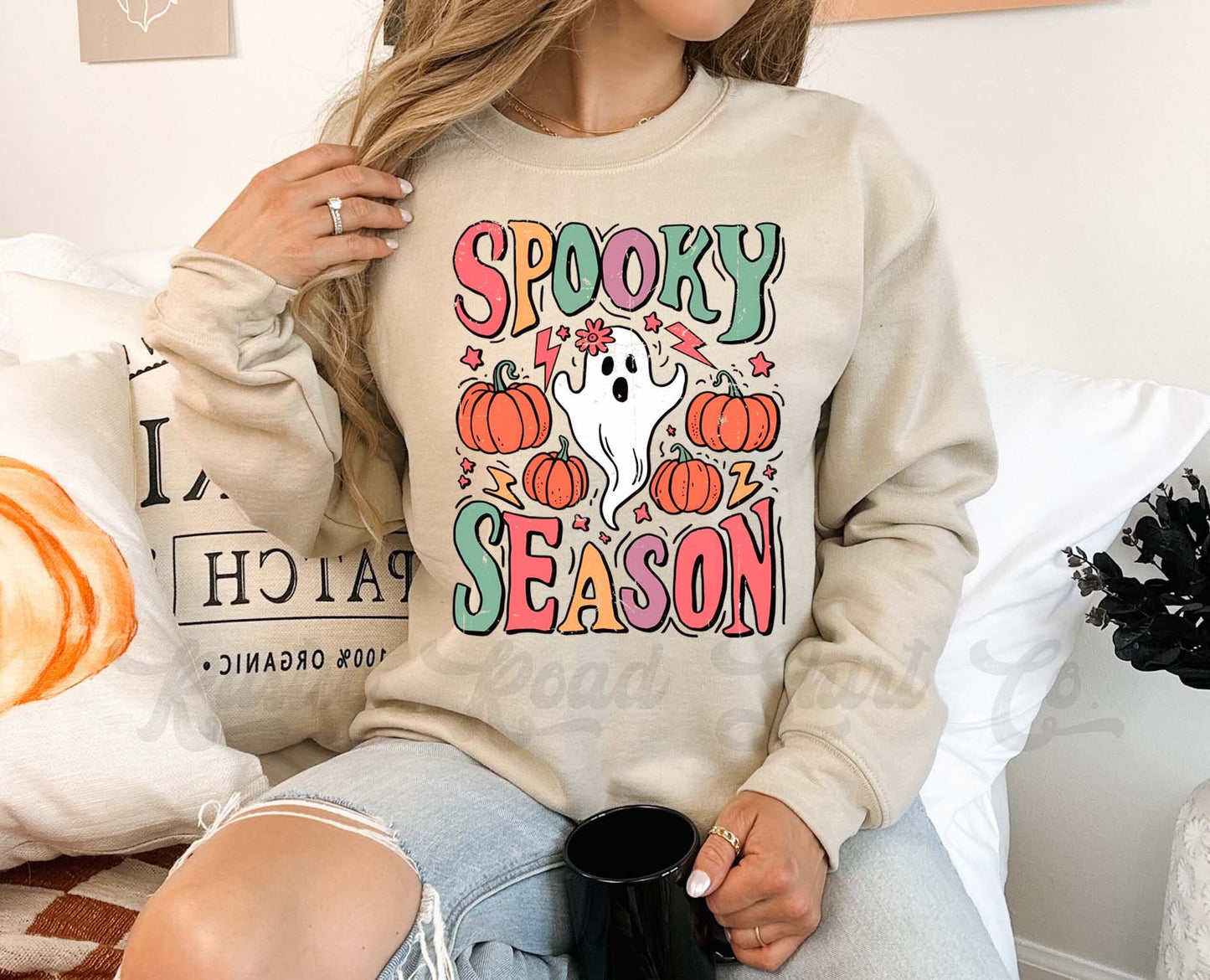 Spooky Season Sweatshirt, Ghost Sweatshirt, Toddler Halloween Sweatshirt, Girls Halloween Sweatshirt