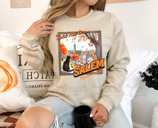 Salem Sweatshirt, Cat Halloween Sweatshirt, Vintage Halloween Sweatshirt, Toddler Halloween Sweatshirt, Girls Halloween Sweatshirt