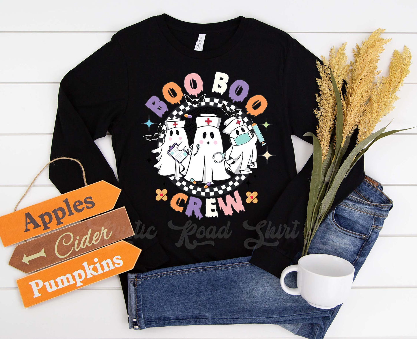 Nurse Halloween Shirt, Boo Boo Crew T-Shirt, Halloween Long Sleeve Shirt, Toddler Halloween Shirt, Girls Halloween Shirt,