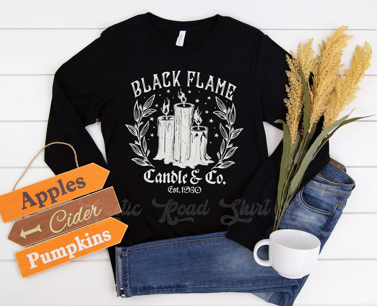 Black Flame Candle Shirt, Halloween Long Sleeve Shirt, Toddler Halloween Shirt, Girls Halloween Shirt,