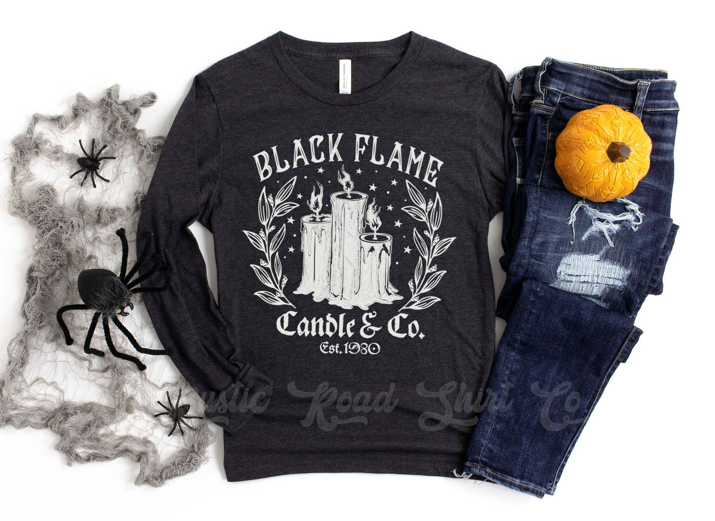 Black Flame Candle Shirt, Halloween Long Sleeve Shirt, Toddler Halloween Shirt, Girls Halloween Shirt,