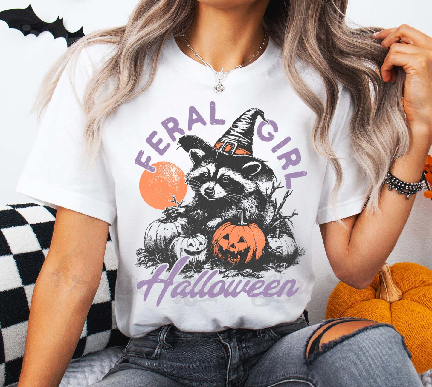 Girly Halloween Shirt, Racoon Halloween, Women's Halloween Shirt, Pumpkin Halloween T-shirt, Toddler Halloween,