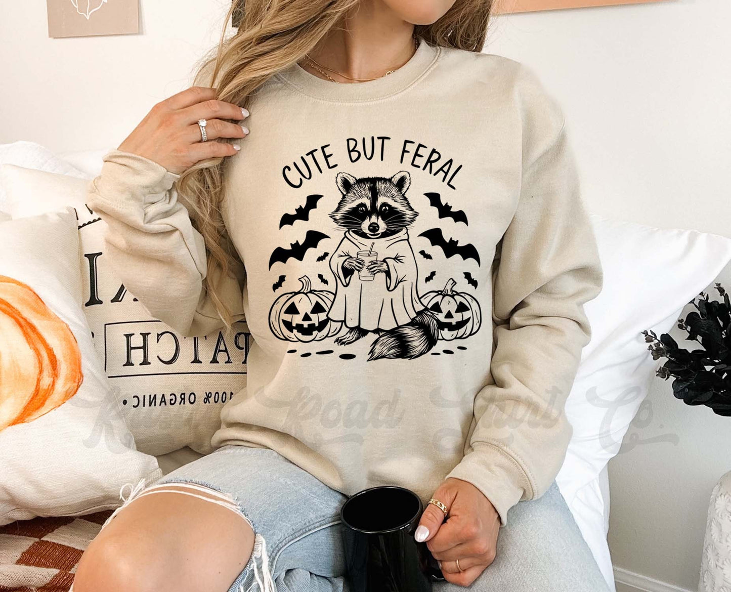 Cute but Feral Halloween Sweatshirt, Racoon Sweatshirt, Funny Halloween Sweatshirt, Toddler Halloween,