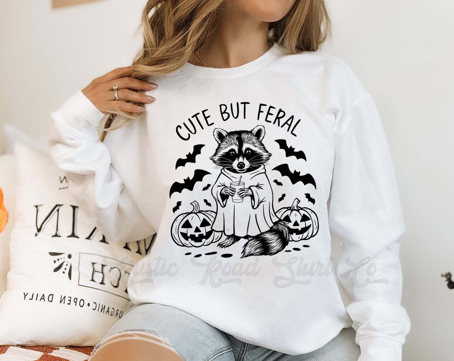 Cute but Feral Halloween Sweatshirt, Racoon Sweatshirt, Funny Halloween Sweatshirt, Toddler Halloween,