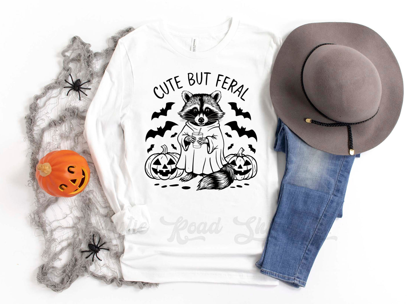 Cute but Feral Halloween Shirt, Halloween Long Sleeve Shirt, Toddler Halloween Shirt, Girls Halloween Shirt,