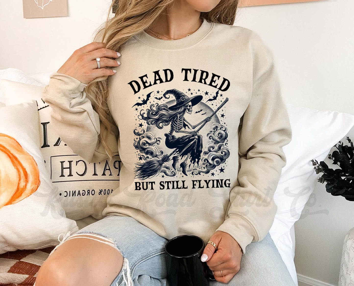 Funny Halloween Sweatshirt, Tired Mom Sweatshirt, Witch Sweatshirt, Skeleton Sweatshirt