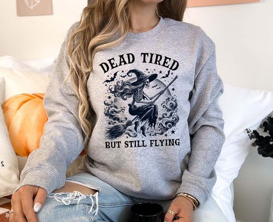 Funny Halloween Sweatshirt, Tired Mom Sweatshirt, Witch Sweatshirt, Skeleton Sweatshirt