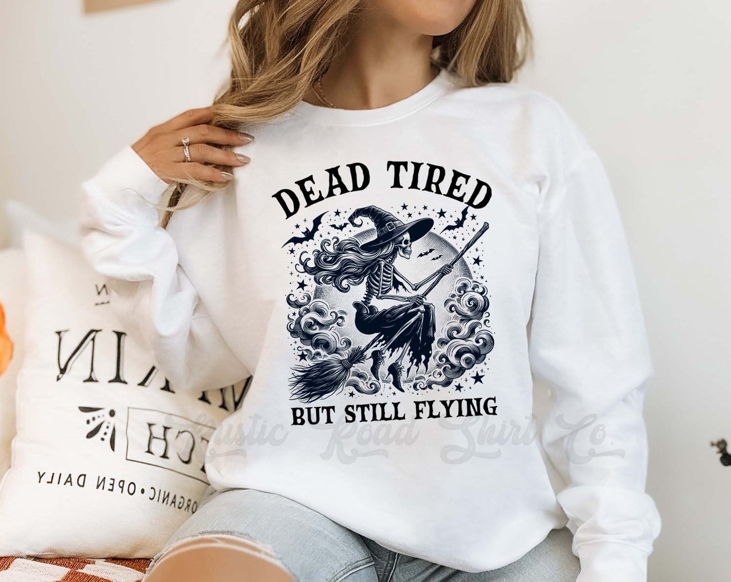 Funny Halloween Sweatshirt, Tired Mom Sweatshirt, Witch Sweatshirt, Skeleton Sweatshirt
