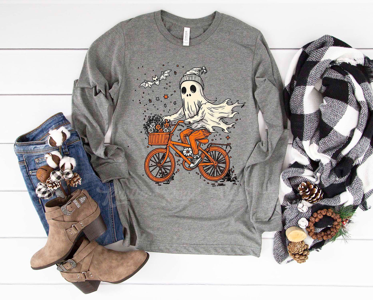 Ghost Halloween Shirt, Halloween Long Sleeve Shirt, Toddler Halloween Shirt, Girls Halloween Shirt,