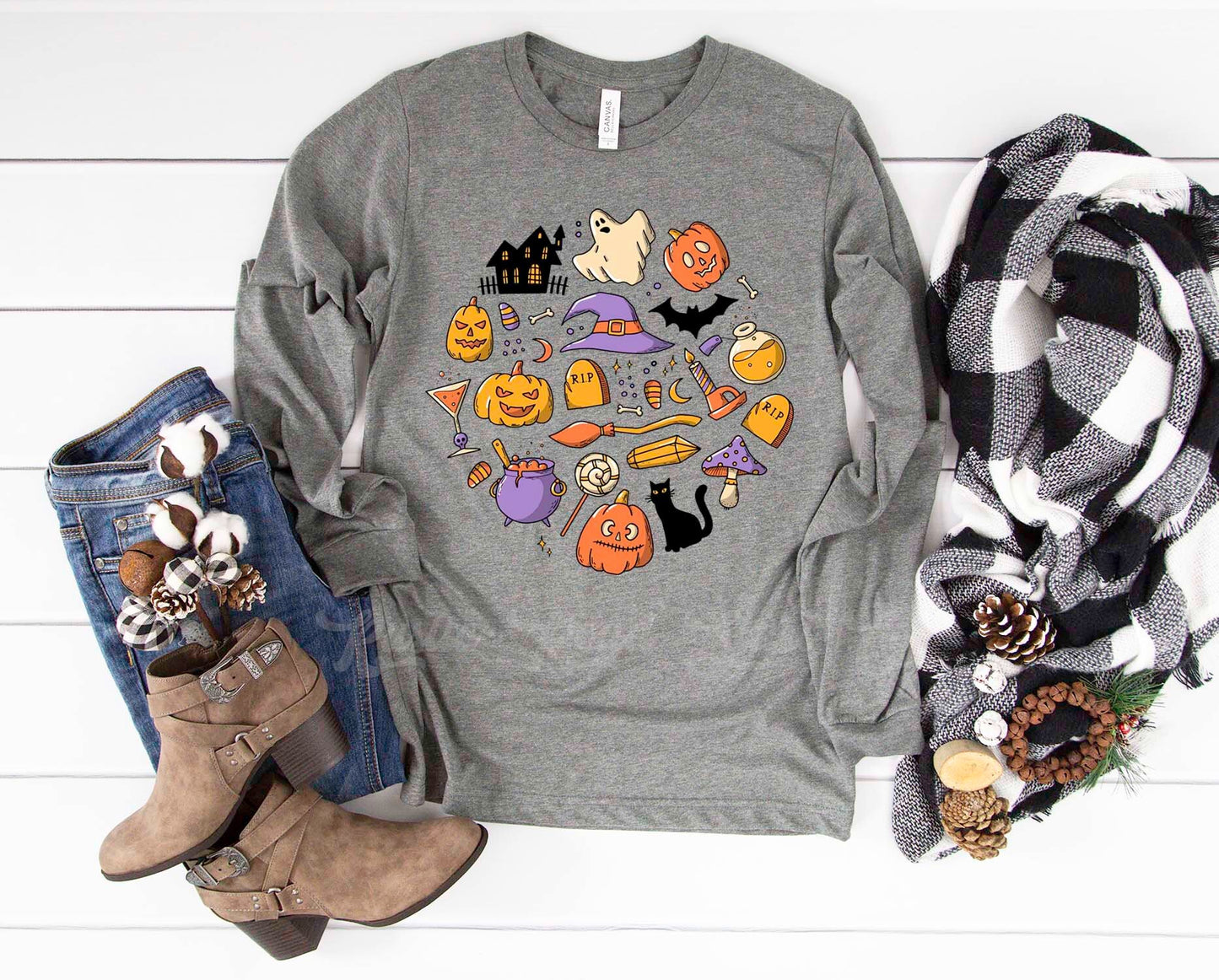 Vintage Halloween Shirt, Halloween Long Sleeve Shirt, Toddler Halloween Shirt, Girls Halloween Shirt,