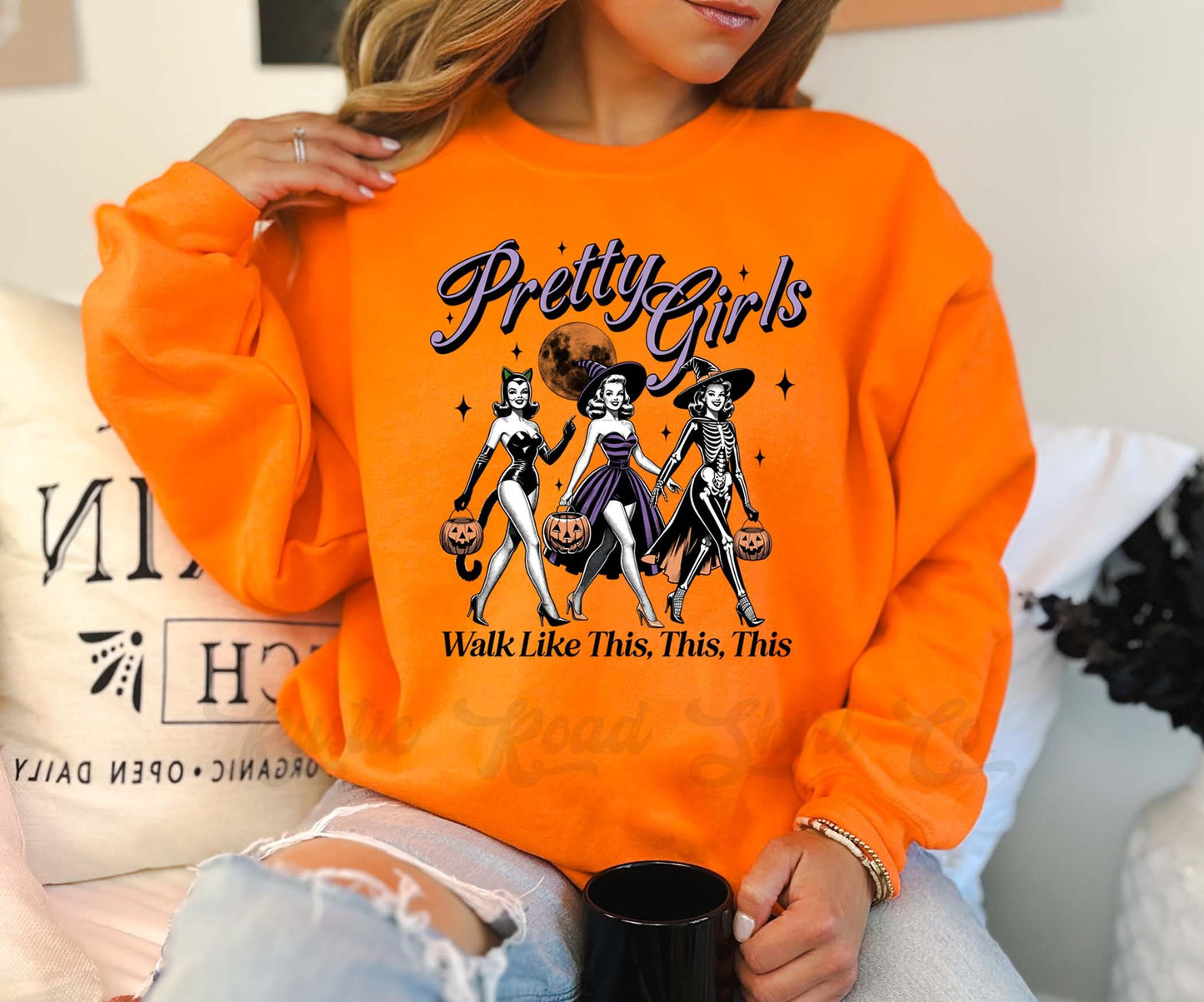 Vintage Halloween Sweatshirt, Halloween Crewneck Sweatshirt, Toddler Halloween Sweatshirt, Girls Halloween Sweatshirt