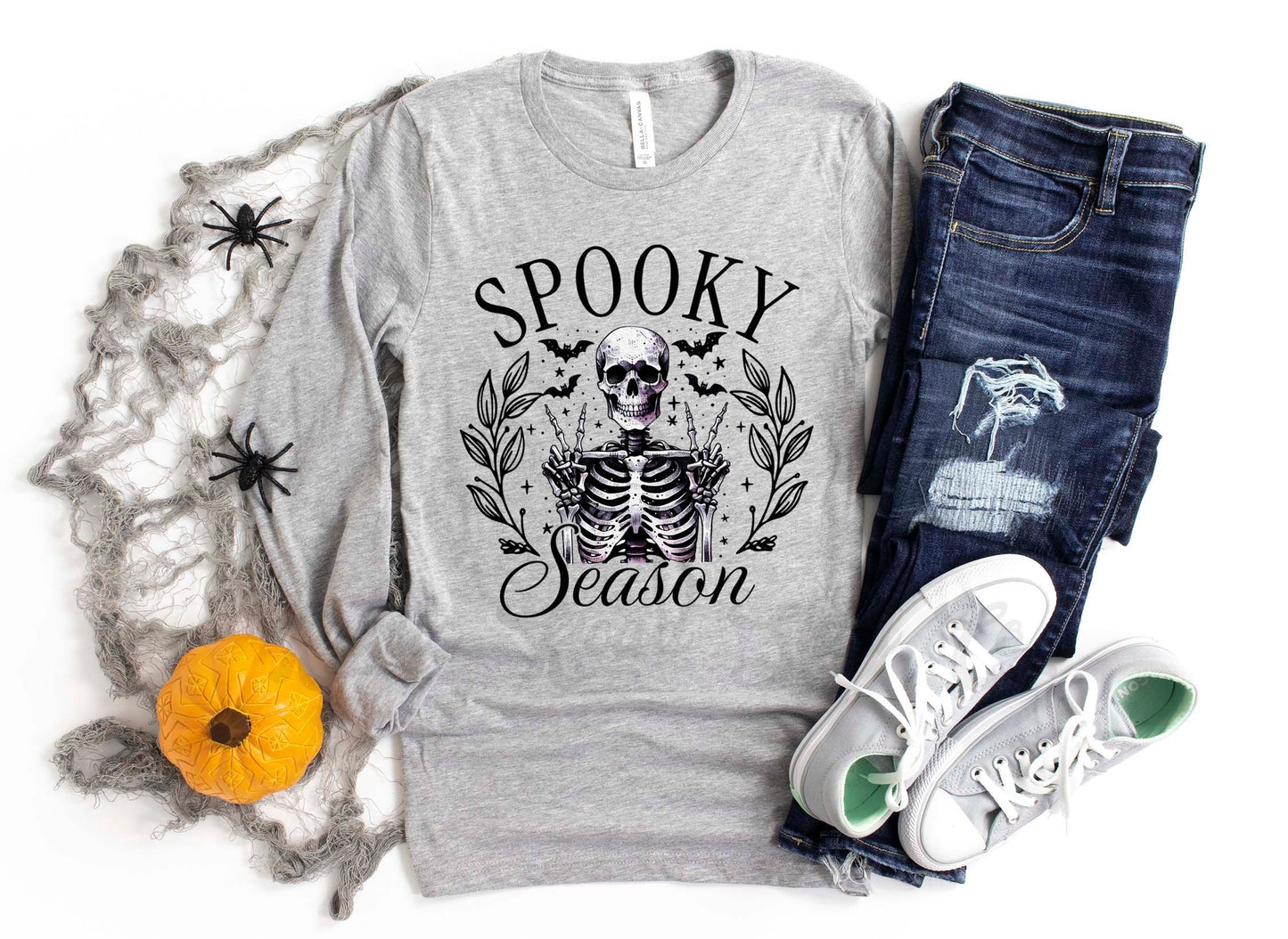 Spooky Season Shirt, Skeleton Halloween Shirt, Halloween Long Sleeve Shirt, Toddler Halloween Shirt, Girls Halloween Shirt,