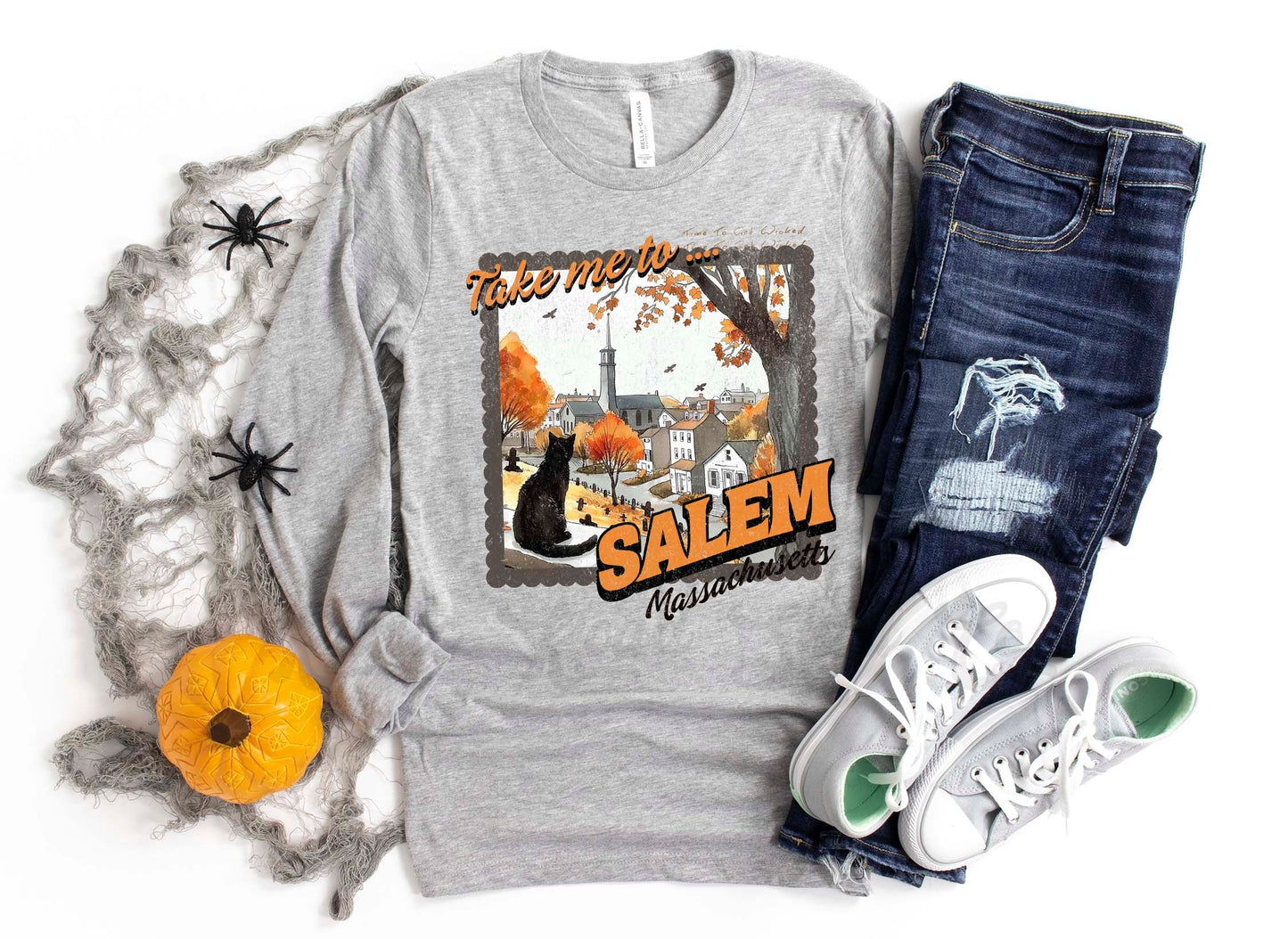 Salem Shirt, Cat Halloween Shirt, Halloween Long Sleeve Shirt, Toddler Halloween Shirt, Girls Halloween Shirt,