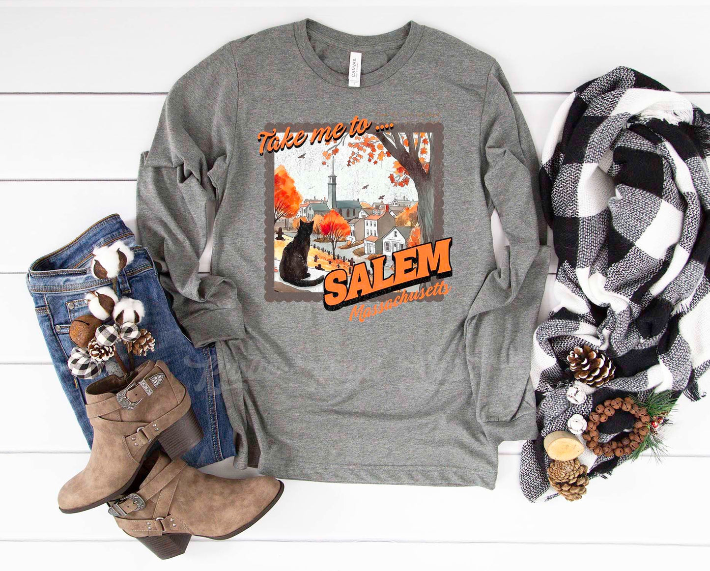 Salem Shirt, Cat Halloween Shirt, Halloween Long Sleeve Shirt, Toddler Halloween Shirt, Girls Halloween Shirt,
