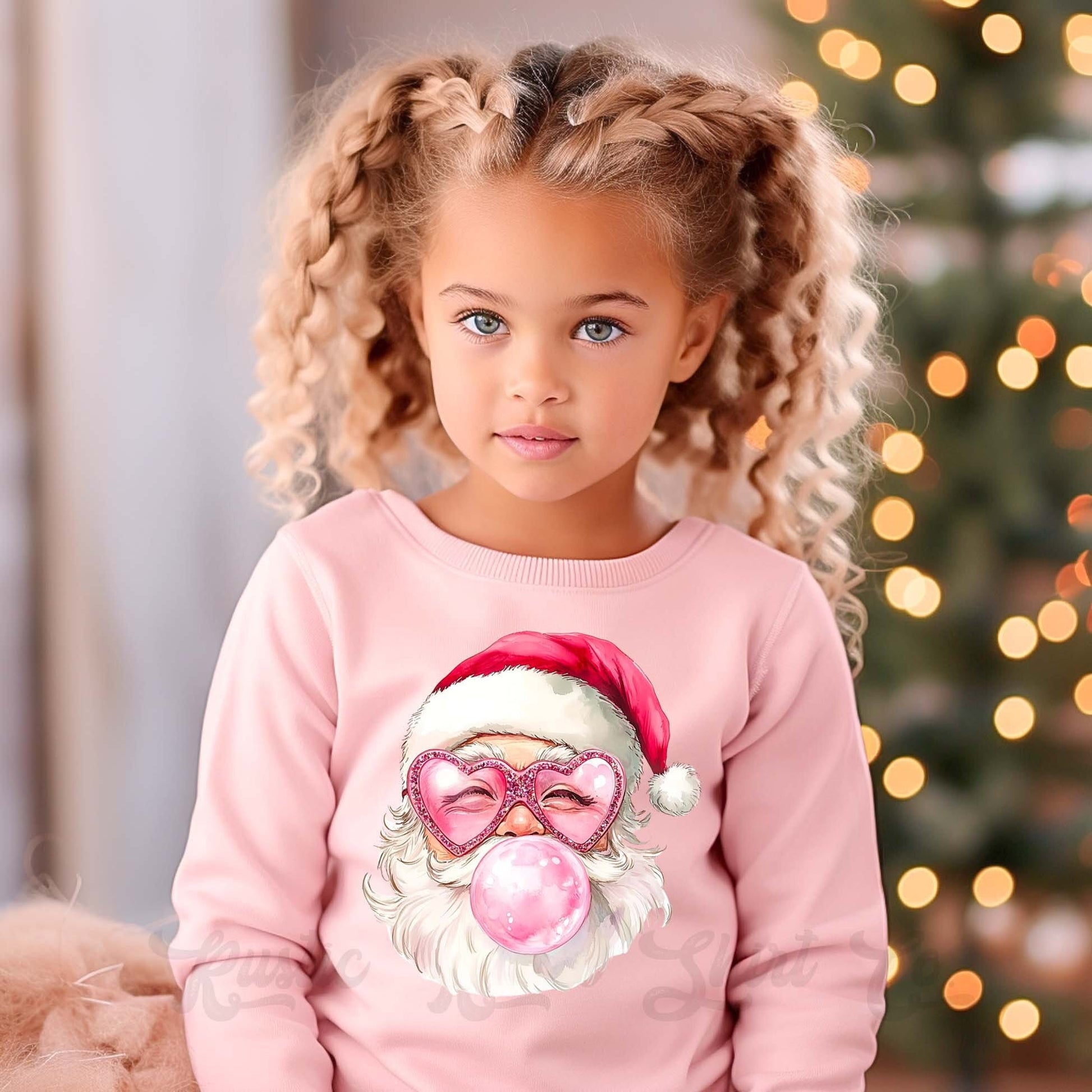 Retro Santa Sweatshirt, Girls Christmas Sweatshirt,