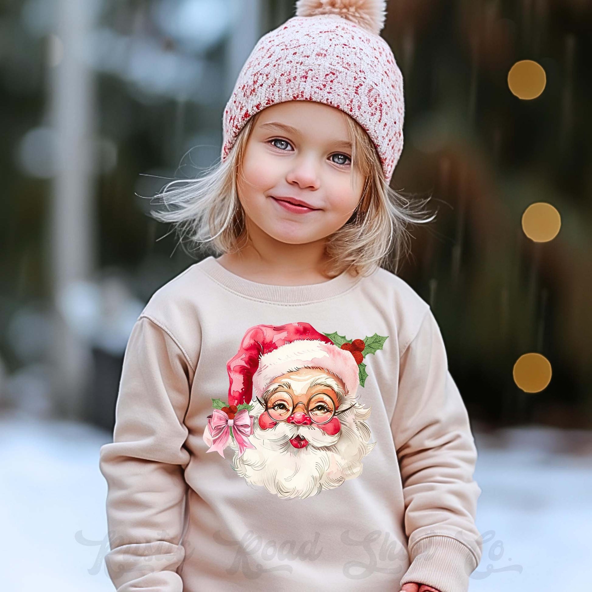 Retro Santa Sweatshirt, Girls Christmas Sweatshirt